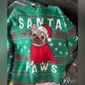 Kids Frenchie Santa Paws Dog Christmas Sweater